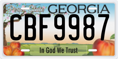 GA license plate CBF9987