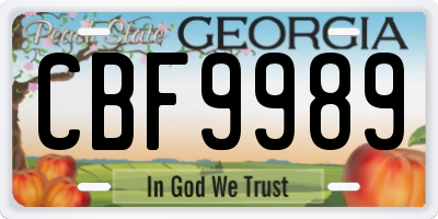 GA license plate CBF9989