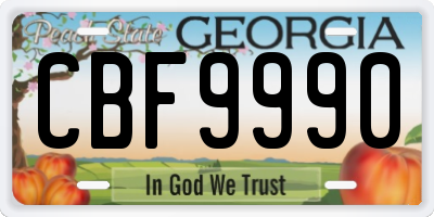 GA license plate CBF9990