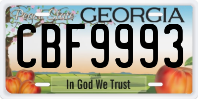 GA license plate CBF9993