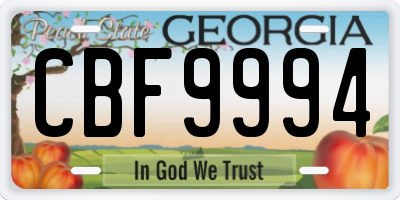 GA license plate CBF9994