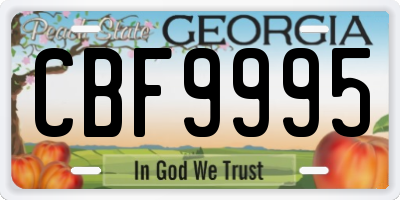 GA license plate CBF9995