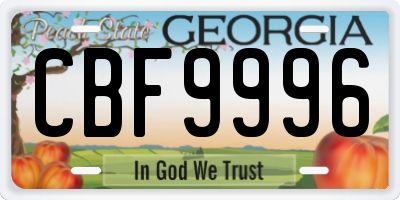 GA license plate CBF9996