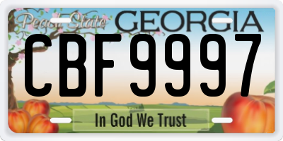 GA license plate CBF9997