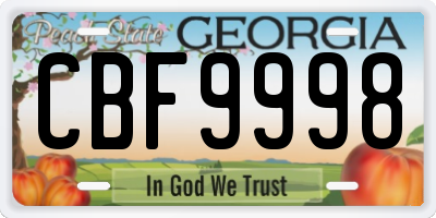 GA license plate CBF9998