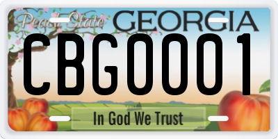 GA license plate CBG0001