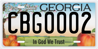 GA license plate CBG0002