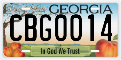 GA license plate CBG0014