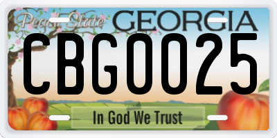 GA license plate CBG0025