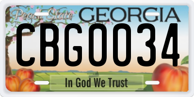 GA license plate CBG0034