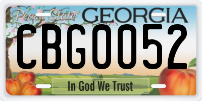 GA license plate CBG0052