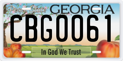 GA license plate CBG0061