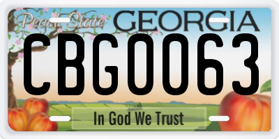 GA license plate CBG0063