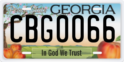 GA license plate CBG0066