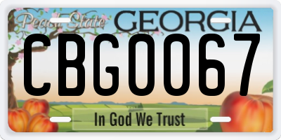 GA license plate CBG0067