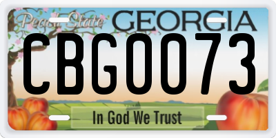 GA license plate CBG0073