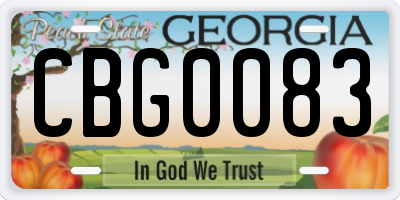 GA license plate CBG0083