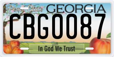 GA license plate CBG0087