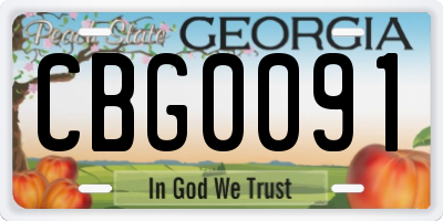 GA license plate CBG0091
