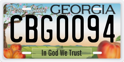 GA license plate CBG0094