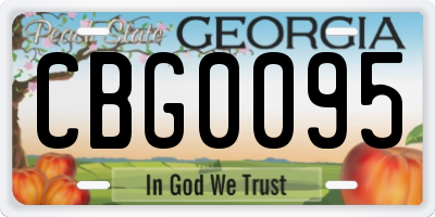 GA license plate CBG0095