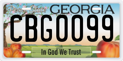 GA license plate CBG0099