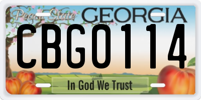 GA license plate CBG0114