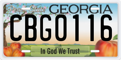 GA license plate CBG0116