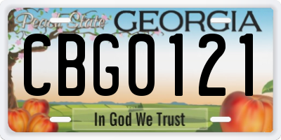 GA license plate CBG0121