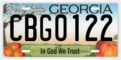 GA license plate CBG0122