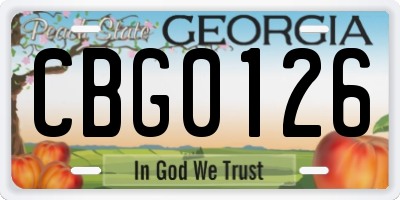 GA license plate CBG0126