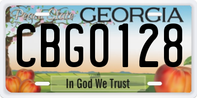 GA license plate CBG0128