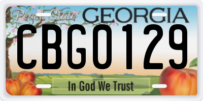 GA license plate CBG0129