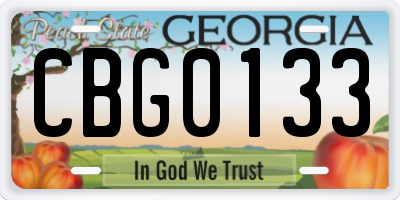 GA license plate CBG0133