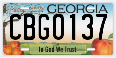 GA license plate CBG0137