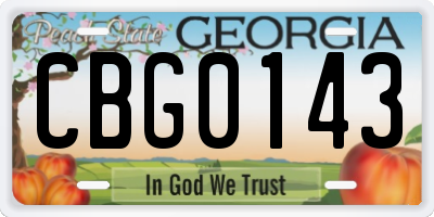 GA license plate CBG0143