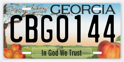 GA license plate CBG0144