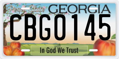 GA license plate CBG0145