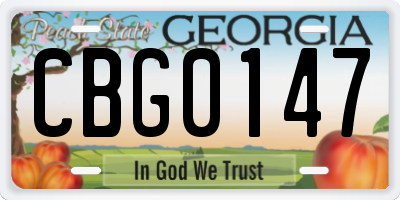 GA license plate CBG0147