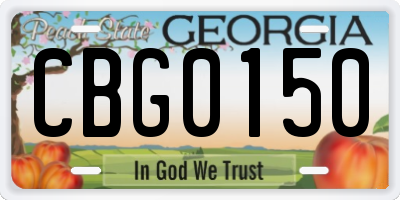 GA license plate CBG0150