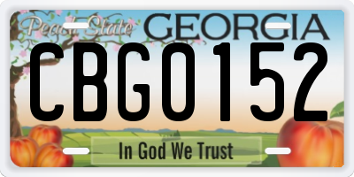 GA license plate CBG0152