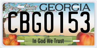 GA license plate CBG0153