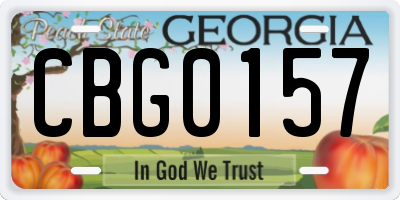 GA license plate CBG0157