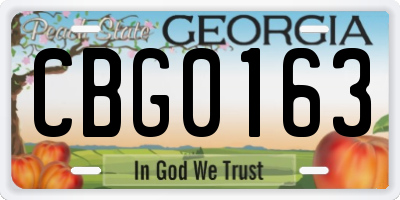 GA license plate CBG0163
