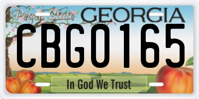 GA license plate CBG0165