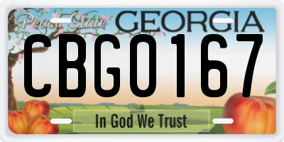 GA license plate CBG0167