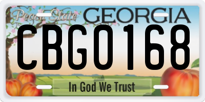 GA license plate CBG0168