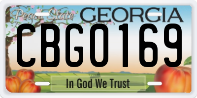 GA license plate CBG0169