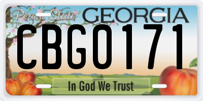 GA license plate CBG0171