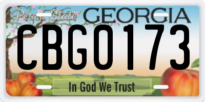 GA license plate CBG0173